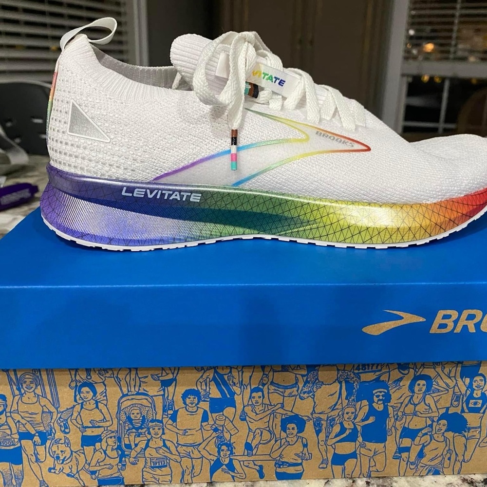 Brooks  Levitate White with Rainbow Gradient Sneakers